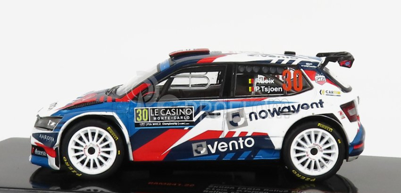 Ixo-models Škoda Fabia Rally2 Evo N 30 Rally Montecarlo 2022 F.loix - P.tsjoen 1:43 White 2 Tones Blue