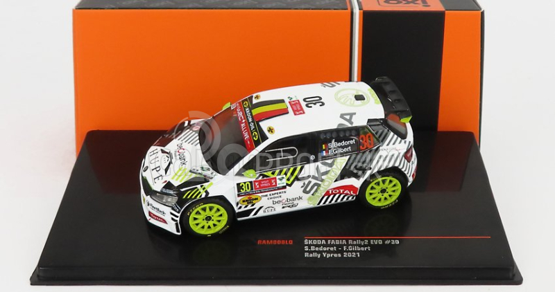 Ixo-models Škoda Fabia Rally2 Evo N 30 Rally Ypres 2021 S.bedoret - F.gilbert 1:43 Biela Čierna Žltá