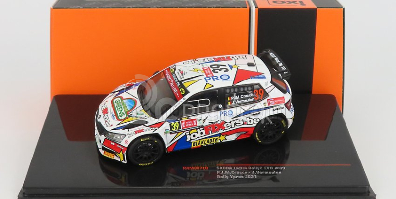 Ixo-models Škoda Fabia Rally2 Evo N 39 Rally Ypres 2021 P.j.cracco - J.vermeulen 1:43 Biela červená modrá