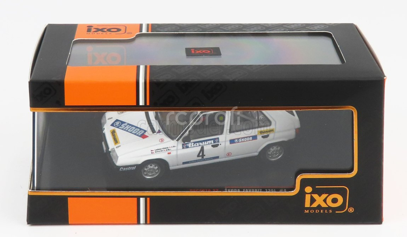 Ixo-models Škoda Favorit 136l (nočná verzia) N 4 Rally Valasskaa Winter 1989 L.krecek - B.motl 1:43 Biela