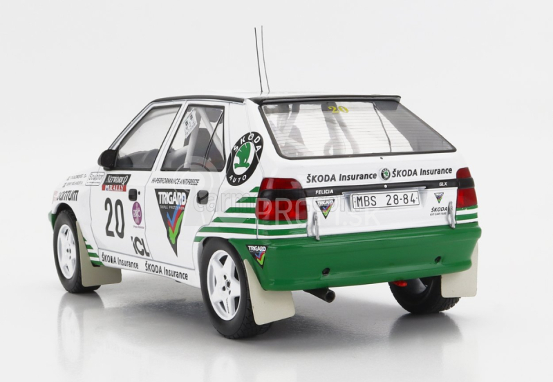 Ixo-models Škoda Felicia N 20 Rally Rac Lombard 1995 S.blomqvist - B.melander 1:18 Bielozelená