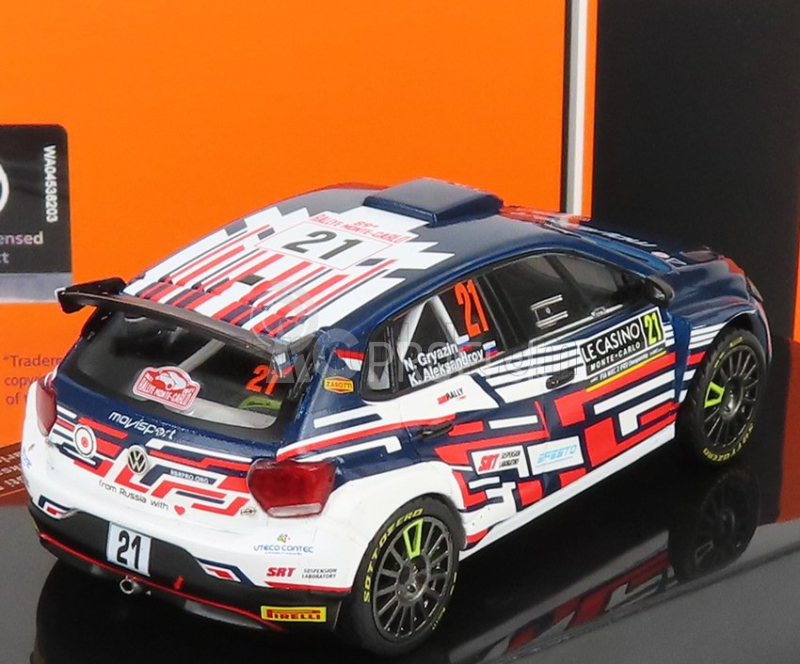 Ixo-models Volkswagen Polo Gti R5 N 21 Rally Montecarlo 2021 N.gryazin - K.aleksandrov 1:43 Modrá Biela Červená