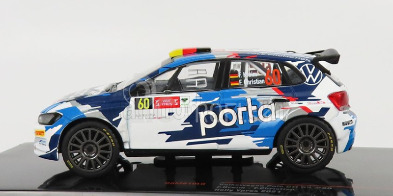 Ixo-models Volkswagen Polo Gti R5 N 60 Rally Ypres 2021 F.kreim - F.christian 1:43 2 Tones Blue White