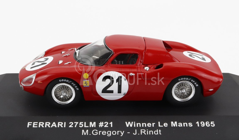 Ixo-modely Ferrari 250lm 3.3l V12 Ch. N5893 Team N.a.r.t. North American Racing N 21 Víťaz 24h Le Mans 1965 Jochen Rindt - Masten Gregory 1:43 Červená