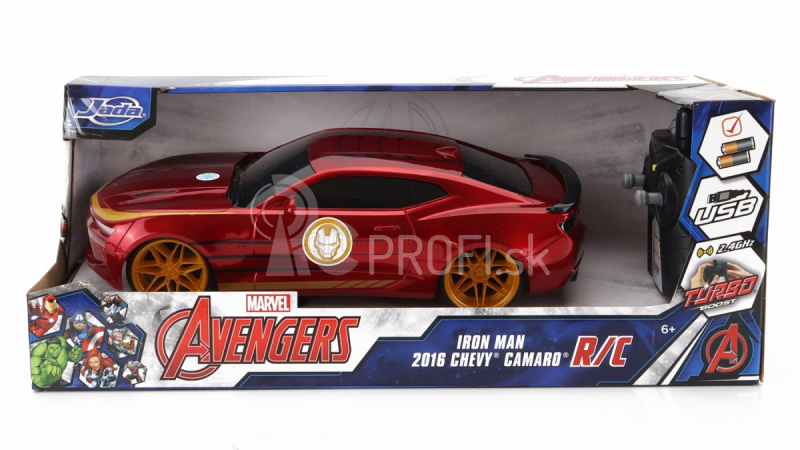 Jada Chevrolet Camaro Coupe 2016 - Iron Man 1:16 Červená zlatá