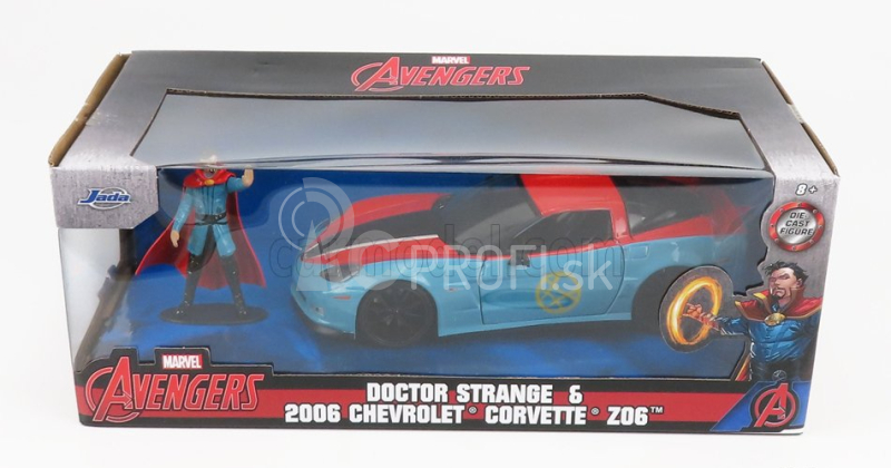 Jada Chevrolet Corvette Z06 2015 s figúrkou Doctora Strangea 1:24 Modrá červená