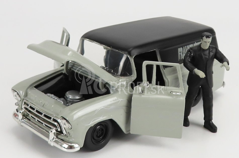 Jada Chevrolet Suburban s figúrkou Frankensteina 1957 1:24 sivá čierna