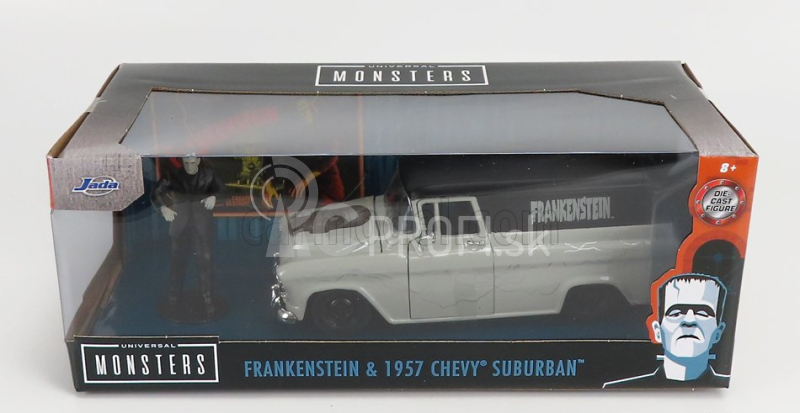 Jada Chevrolet Suburban s figúrkou Frankensteina 1957 1:24 sivá čierna