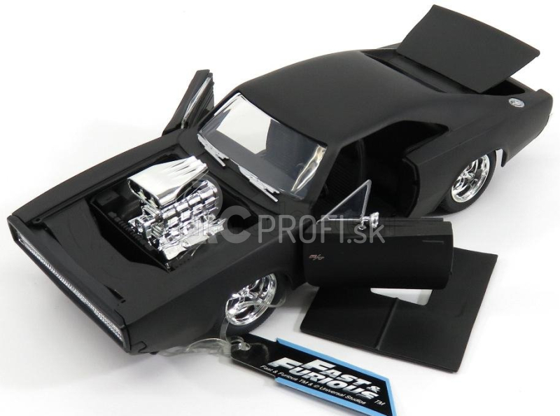 Jada Dodge Set 4x Dom's Dodge Charger R/t 1970 - Fast & Furious 7 1:24 Matt Black