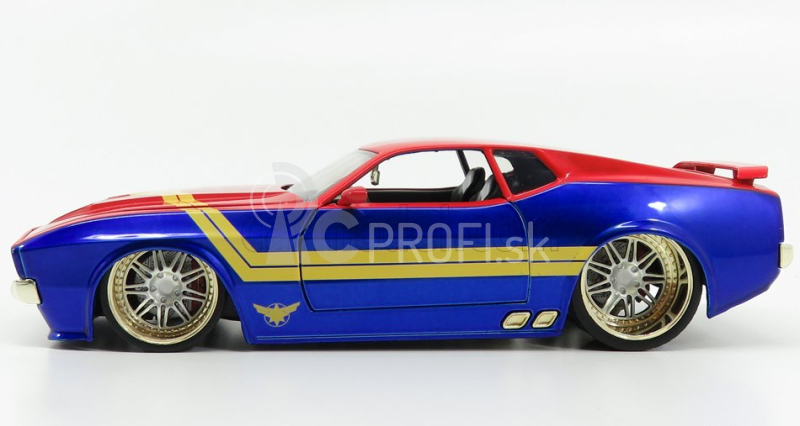 Jada Ford usa Mustang Mach I 1973 s postavičkou Captain Marvel 1:24 Červená modrá žltá