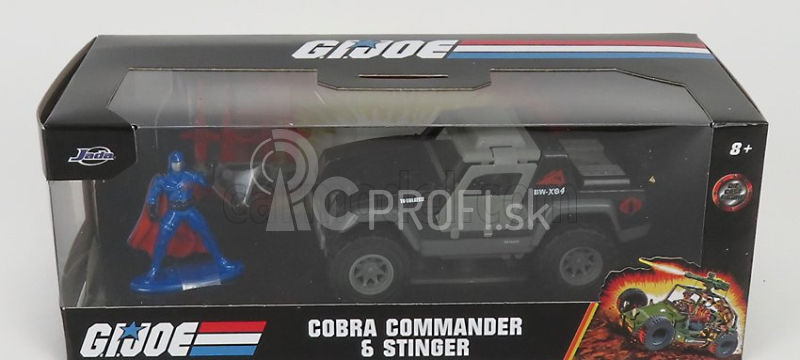 Jada Jeep Commander 1996 s figúrkou G.i.joe 1:32 sivá čierna