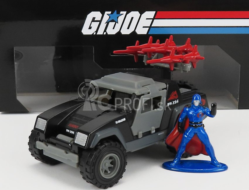 Jada Jeep Commander 1996 s figúrkou G.i.joe 1:32 sivá čierna