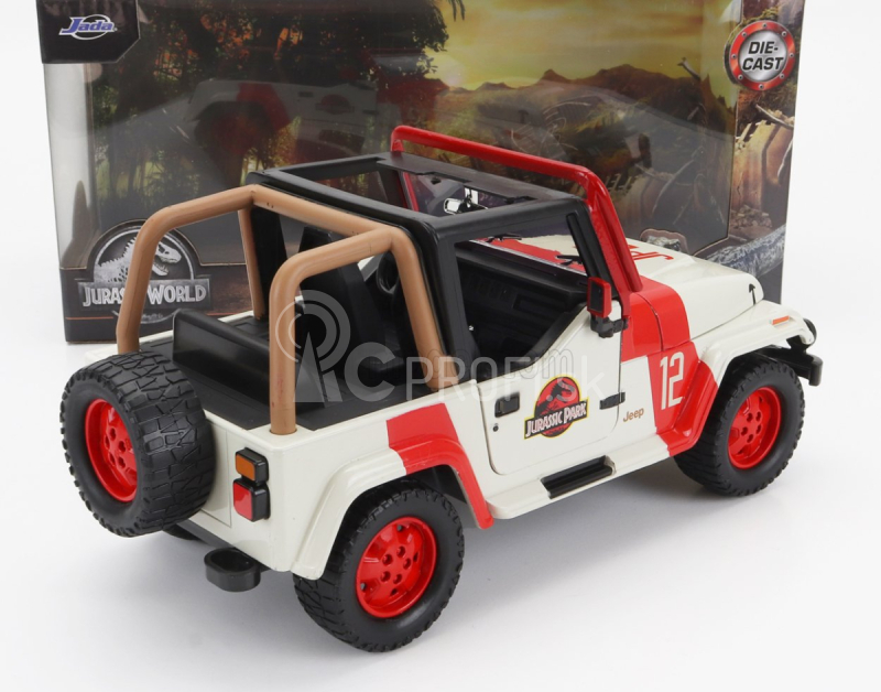 Jada Jeep Wrangler Rubicon Open - Jurský svet 2015 1:24 Bielo-červená