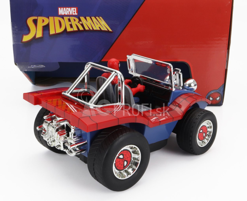 Jada Mayers Manx Buggy s figúrkou Spidermana Marvel 1964 1:24 Modrá červená