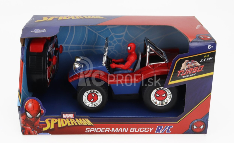 Jada Mayers Manx Buggy s figúrkou Spidermana Marvel 1964 1:24 Modrá červená