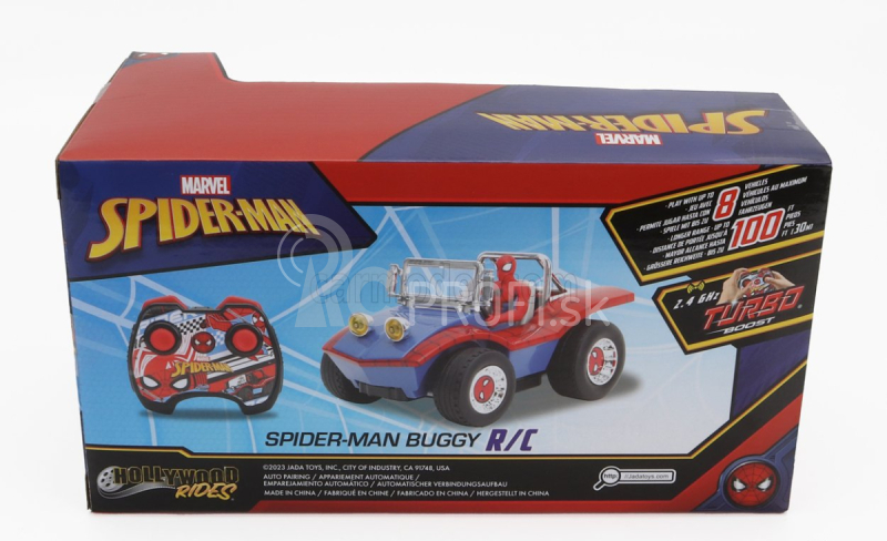 Jada Mayers Manx Buggy s figúrkou Spidermana Marvel 1964 1:24 Modrá červená