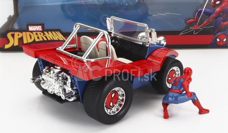 Jada Mayers Manx Buggy s figúrkou Spidermana Marvel 1964 1:24 Modrá červená