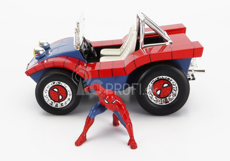 Jada Mayers Manx Buggy s figúrkou Spidermana Marvel 1964 1:24 Modrá červená