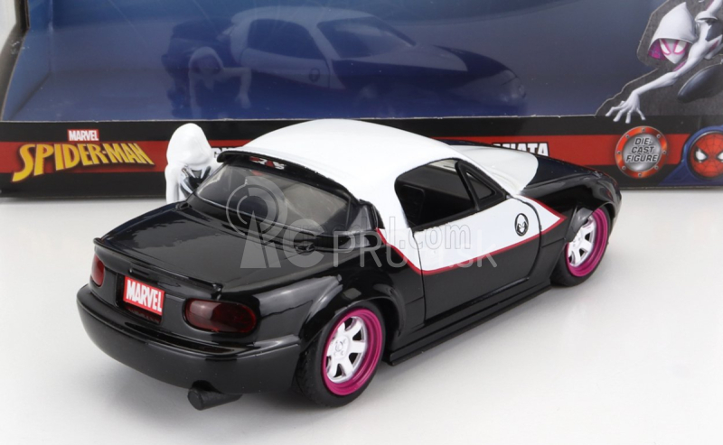 Jada Mazda Miata s Marvel Ghost Spider 1990 1:32 čierna biela