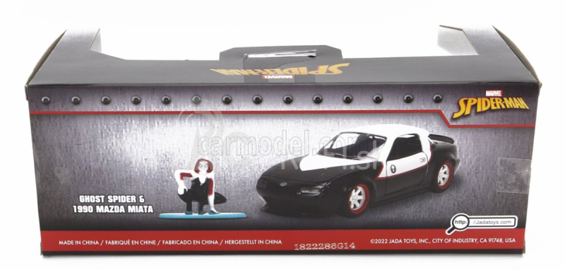 Jada Mazda Miata s Marvel Ghost Spider 1990 1:32 čierna biela