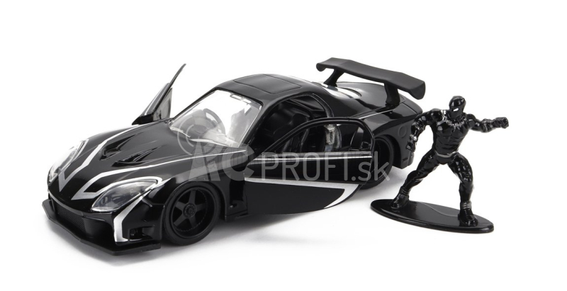 Jada Mazda Rx-7 s figúrkou Black Panther 1995 1:32 čierna