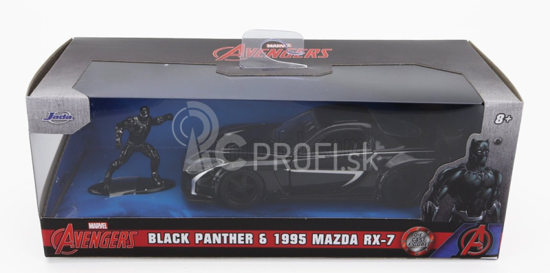 Jada Mazda Rx-7 s figúrkou Black Panther 1995 1:32 čierna