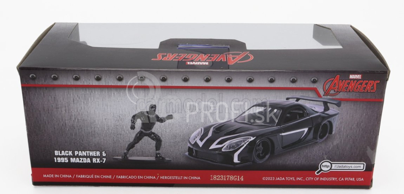 Jada Mazda Rx-7 s figúrkou Black Panther 1995 1:32 čierna