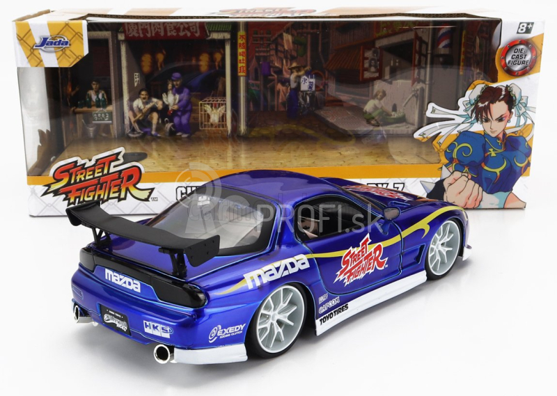 Jada Mazda Rx-7 s postavičkou Chun-li 1993 1:24 modrá