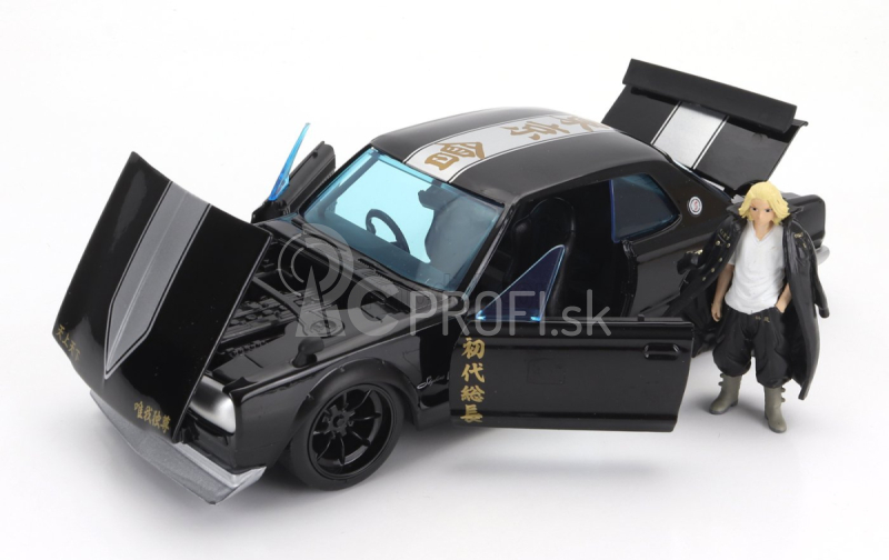 Jada Nissan Skyline Gt-r 1971 s figúrkou Mikeyho - Tokyo Revengers 1:24 Black