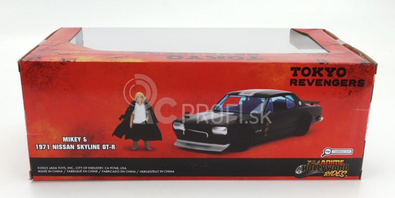 Jada Nissan Skyline Gt-r 1971 s figúrkou Mikeyho - Tokyo Revengers 1:24 Black