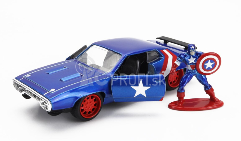 Jada Plymouth Gtx s postavičkou Kapitána Ameriky 1972 1:32 Modrá červená biela