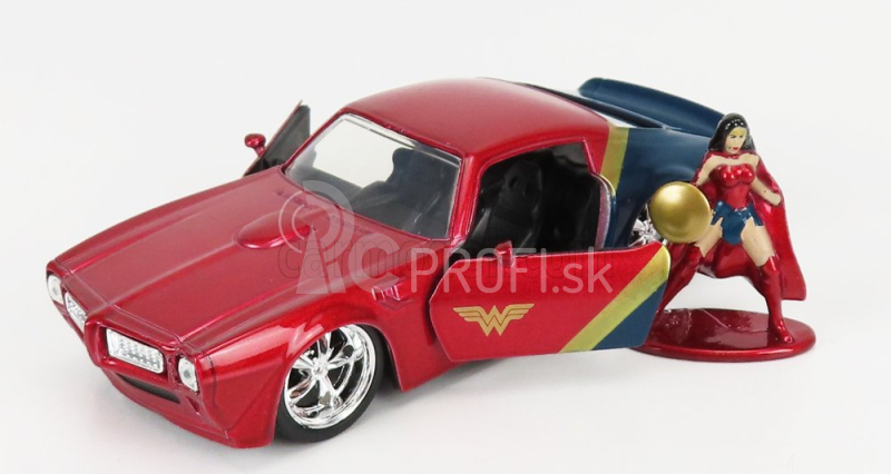 Jada Pontiac Firebird s figúrkou Wonder Woman 1972 1:32 Červená modrá