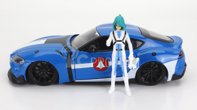 Jada Toyota Supra s figúrkou Maxa Sterlinga Robotech 2020 1:24 svetlo modrá biela