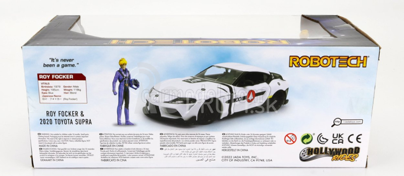 Jada Toyota Supra s Royom Fockerom figúrka Robotech 2020 1:24 biela čierna