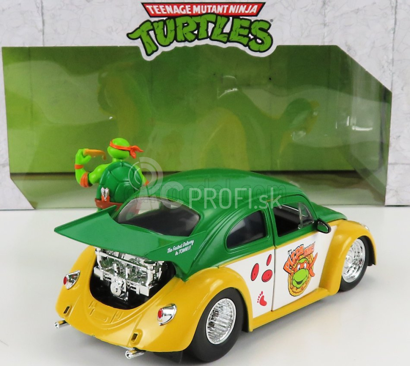 Jada Volkswagen Beetle 1962 - Michelangelo Ninja Turtles - Tartarughe Ninja 1:24 žltozelený