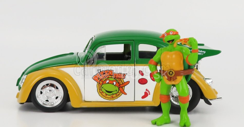 Jada Volkswagen Beetle 1962 - Michelangelo Ninja Turtles - Tartarughe Ninja 1:24 žltozelený