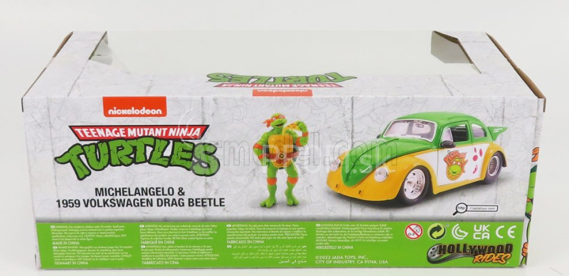 Jada Volkswagen Beetle 1962 - Michelangelo Ninja Turtles - Tartarughe Ninja 1:24 žltozelený