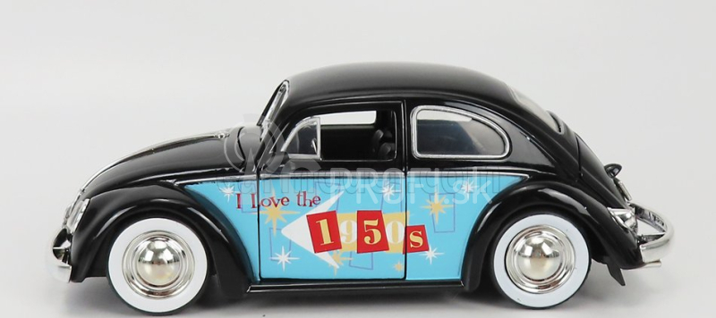 Jada Volkswagen Beetle Maggiolino 1959 - I Love The 50's 1:24 Black Light Blue