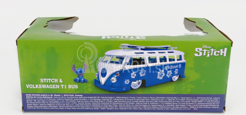 Jada Volkswagen T1 Minibus s figúrkou Titch 1962 1:24 Modrá biela