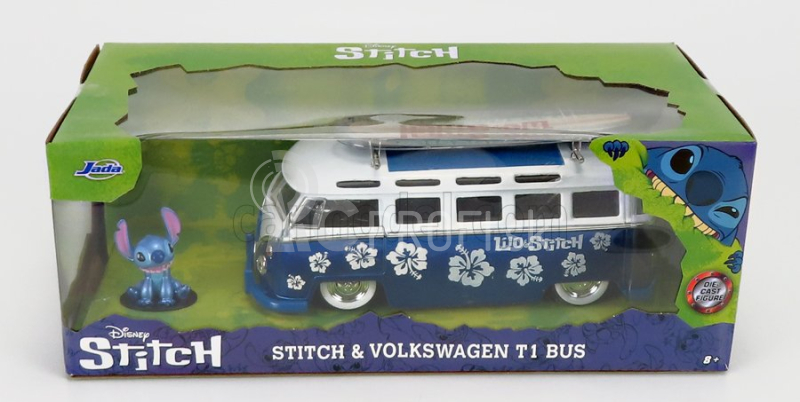 Jada Volkswagen T1 Minibus s figúrkou Titch 1962 1:24 Modrá biela