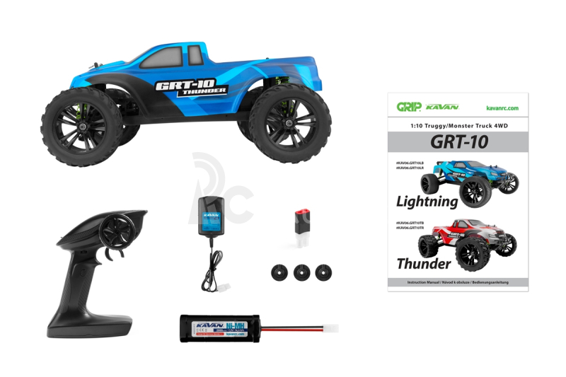 C auto KAVAN GRT-10 Thunder 2,4 GHz 4WD Monster Truck 1:10, modrá