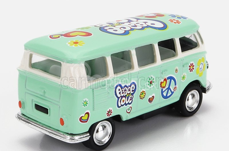 Kinsmart Volkswagen T1 Samba Minibus Flower 1962 - bez krabice 1:64 Svetlozelená