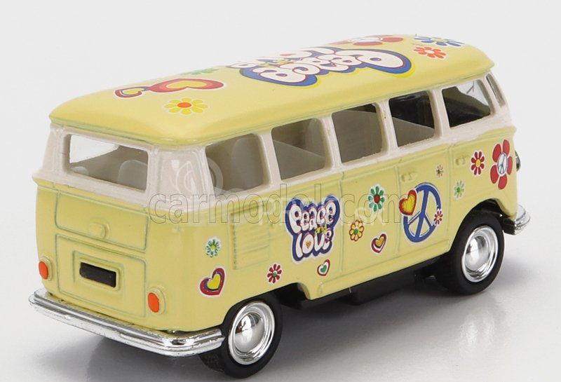 Kinsmart Volkswagen T1 Samba Minibus Flower 1962 - bez krabice 1:64 Žltá