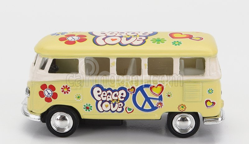 Kinsmart Volkswagen T1 Samba Minibus Flower 1962 - bez krabice 1:64 Žltá