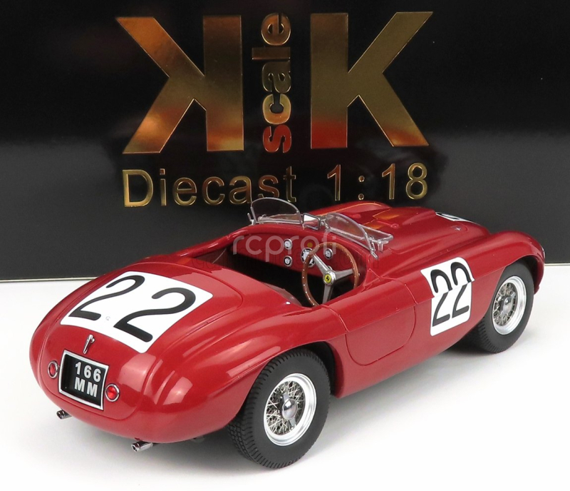 Kk-scale Ferrari 166mm Barchetta 2.0l V12 Spider Team Peter Mitchell-thomson N 22 Winner 24h Le Mans 1949 L.chinetti - L.selsdson 1:18 Red