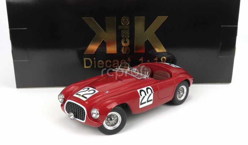 Kk-scale Ferrari 166mm Barchetta 2.0l V12 Spider Team Peter Mitchell-thomson N 22 Winner 24h Le Mans 1949 L.chinetti - L.selsdson 1:18 Red