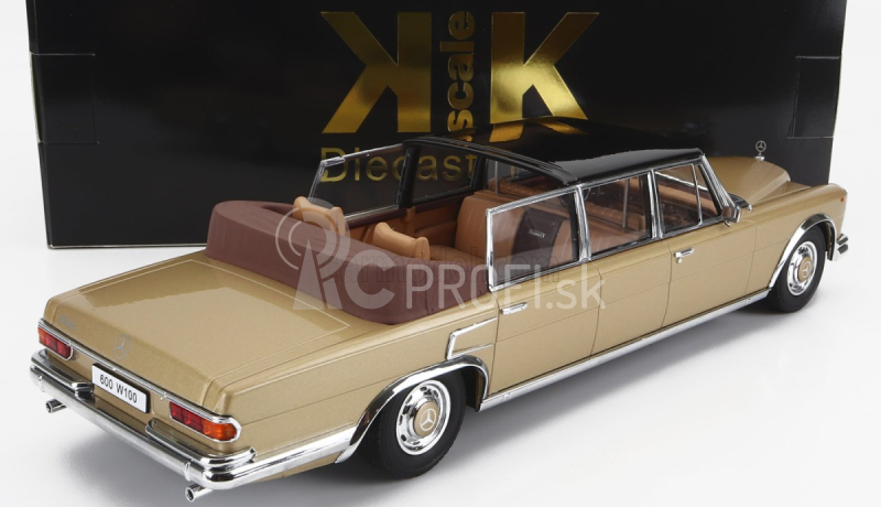 Kk-scale Mercedes benz S-class 600 Pullman (w100) Landaulet Semiconvertible 1964 1:18 Gold Met Black