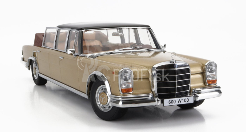 Kk-scale Mercedes benz S-class 600 Pullman (w100) Landaulet Semiconvertible 1964 1:18 Gold Met Black