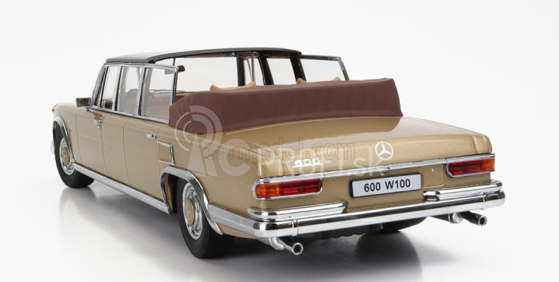 Kk-scale Mercedes benz S-class 600 Pullman (w100) Landaulet Semiconvertible 1964 1:18 Gold Met Black