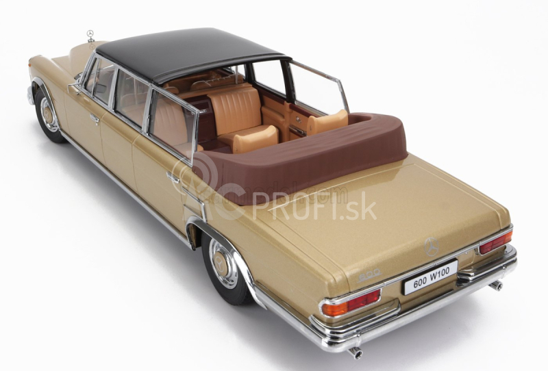 Kk-scale Mercedes benz S-class 600 Pullman (w100) Landaulet Semiconvertible 1964 1:18 Gold Met Black